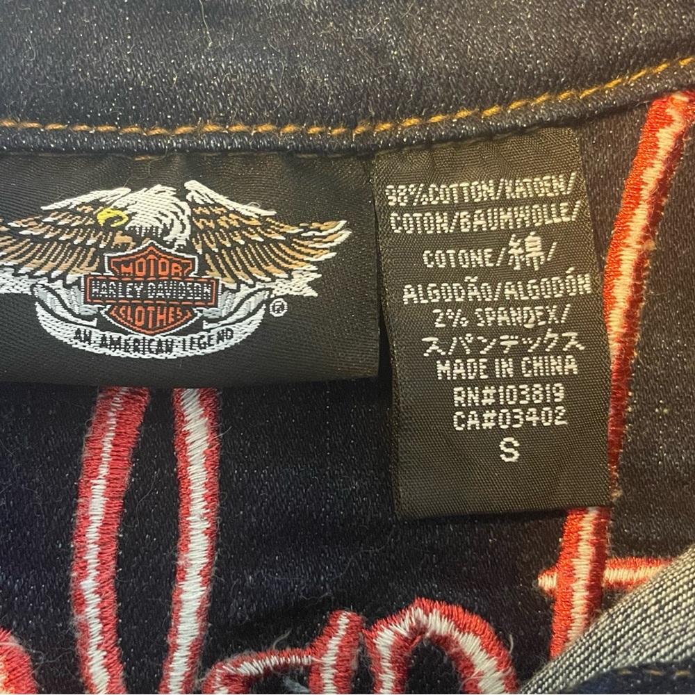 Harley-Davidson Woman’s Denim Embroidered Motorcycle Jacket, Size:  S - Picture 2 of 8